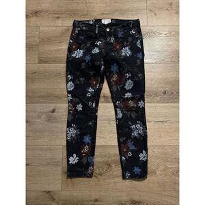 Current Elliott The Stiletto Black Wild Flower Jeans Fairy Core Skinny 27